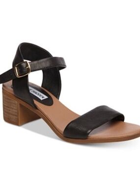 Steve Madden April Block-Heel City Sandal in Black and Brown Women's size 6